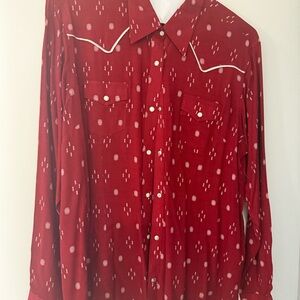 Wrangler Red Patterned Button Down Shirt